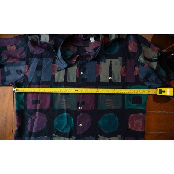 Burma Bibas Retro 90's vintage Fresh Prince 100% Silk Geometric Shirt HipHop XL - Picture 11 of 13